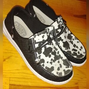 Hey Dude Black and White Patterned Sandals